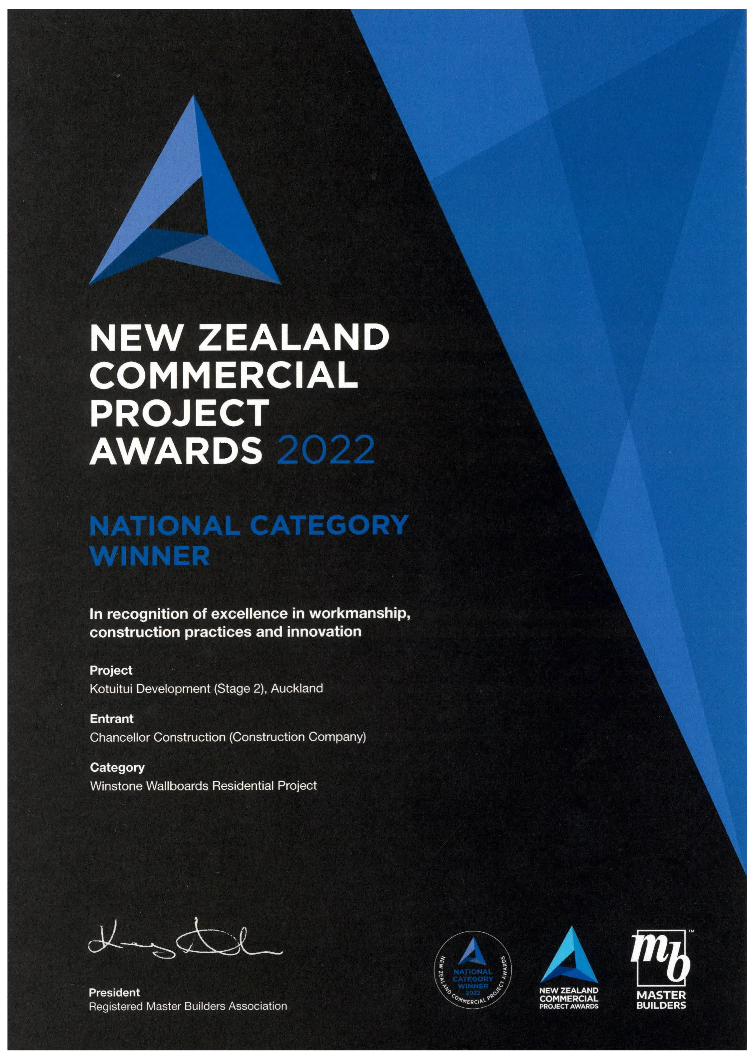 NZ Commercial Project Awards 2022 National Category Winner